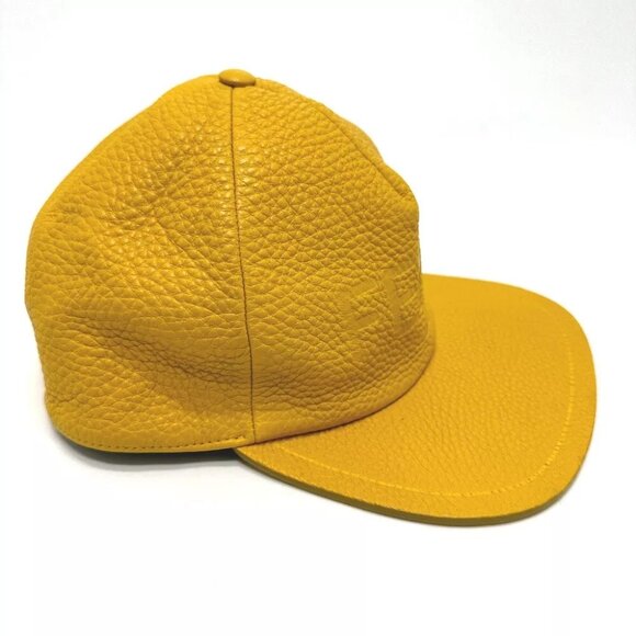 FENDI FXQ768 logo cap Leather yellow